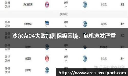 沙尔克04大败加剧保级困境，危机愈发严重